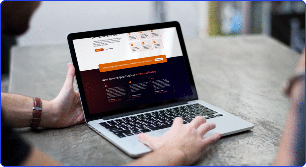 Another website screenshot but further down the page for our monthly design subscription client Streamlined Analytics